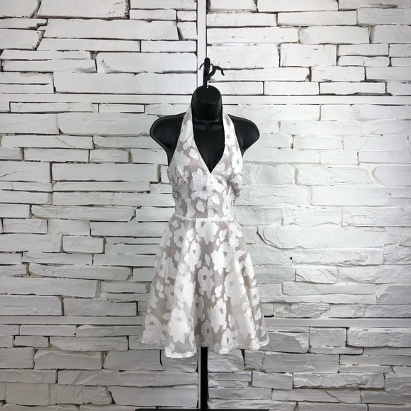 The Moon Halter Slip Floral Dress White 1368 - Picture 2 of 8